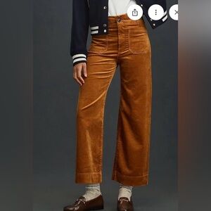 Anthropologie Maeve The Colette Cropped Wide-Leg Corduroy Pants, Size 27